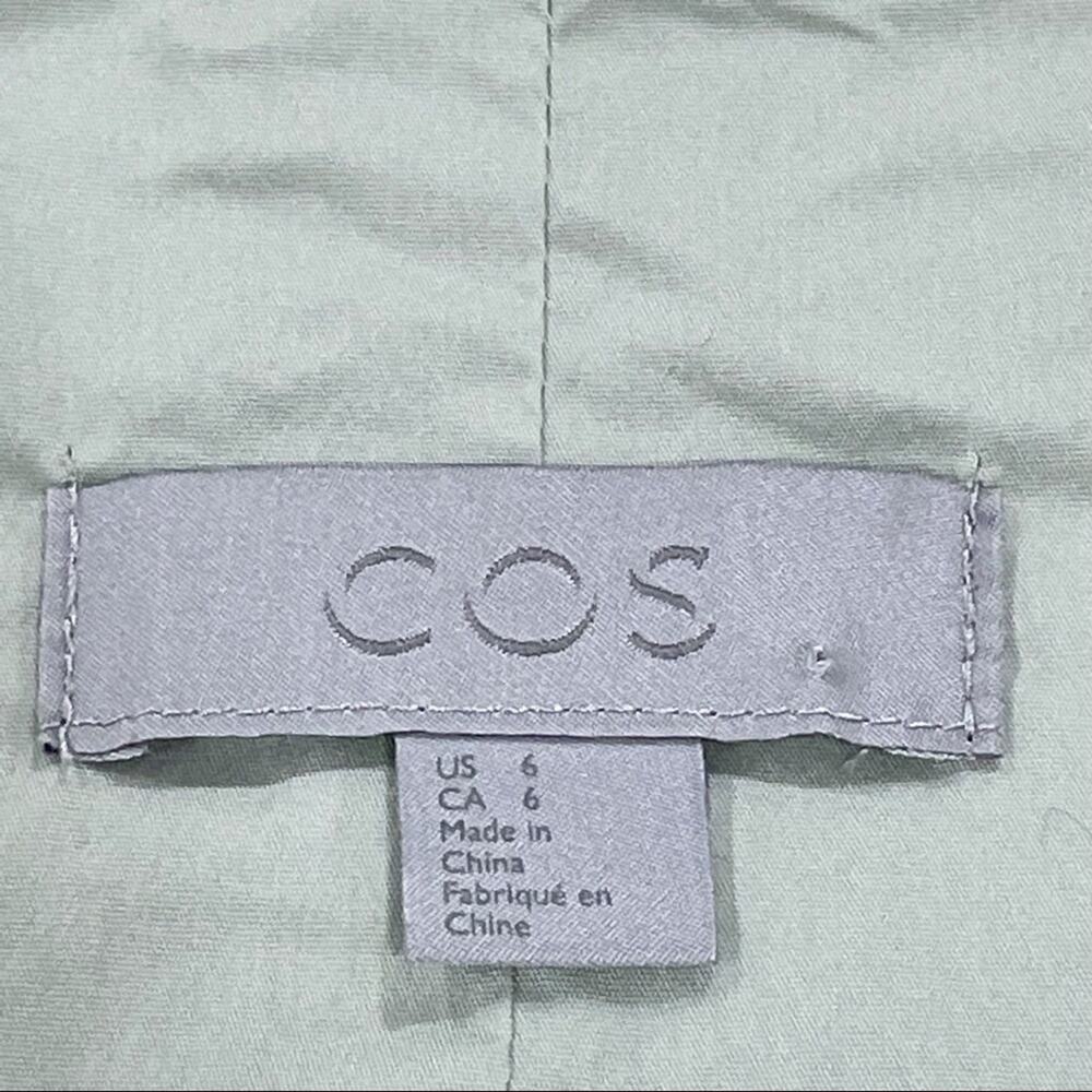 COS Stretch Cotton High Waist Button Front Midi Skirt Sage Green 6 - Picture 2 of 6
